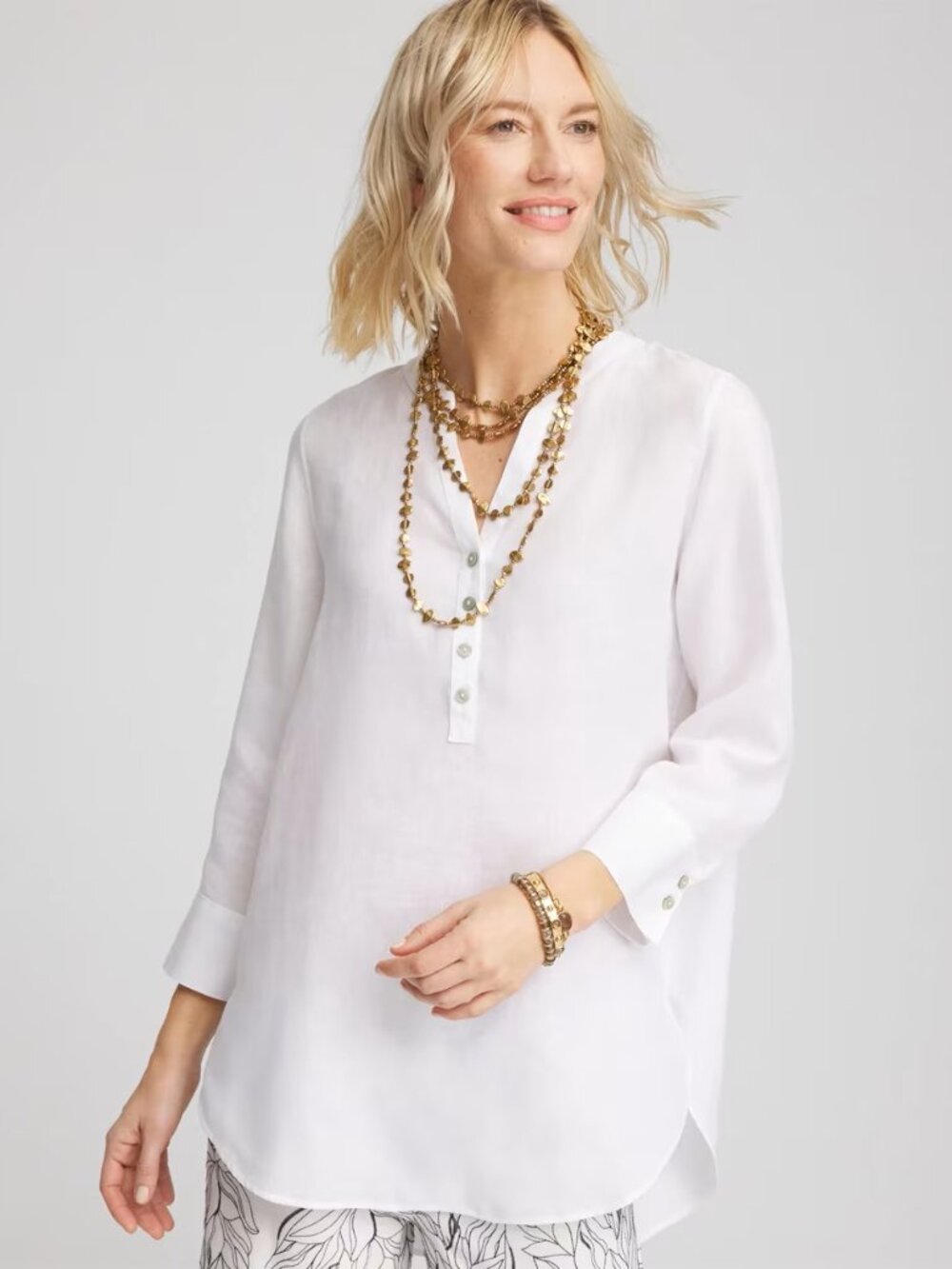 Chico's No Iron Linen Tunic White